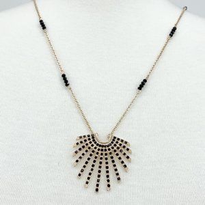 3/$25 black & gold beaded fan statement necklace